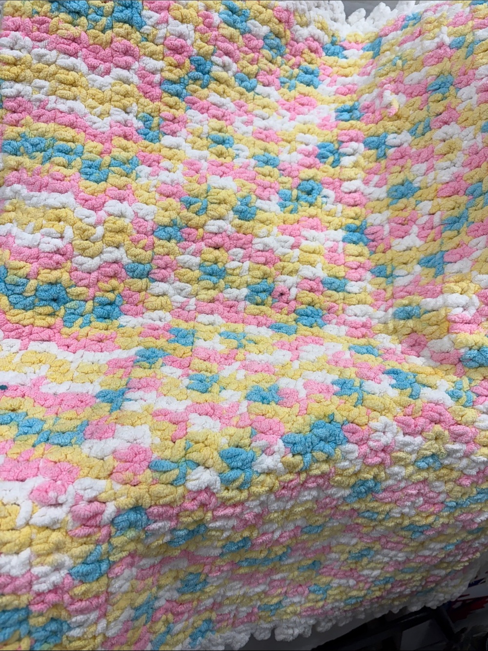 Soft Multicolor Plush Baby Doll Blanket - Pink, Yellow, Blue, White